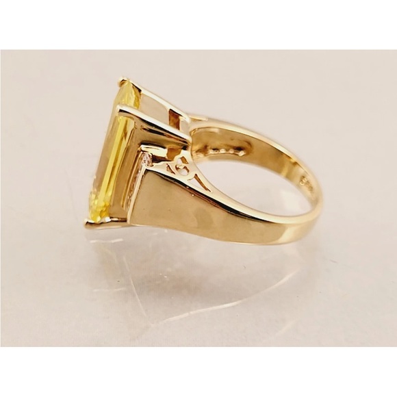 Seta Sterling Yellow Green Stone Gold Ring- Size 7 - Picture 4 of 13